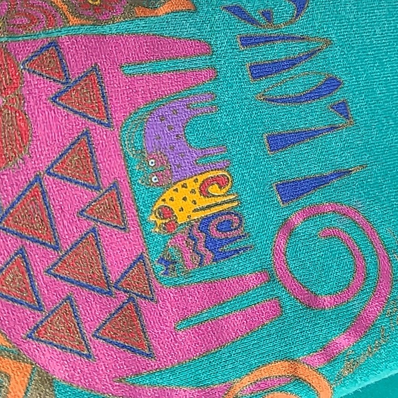 Vintage Laurel Burch I LOVE CATS! Sweatshirt teal green large hanes - Picture 8 of 16